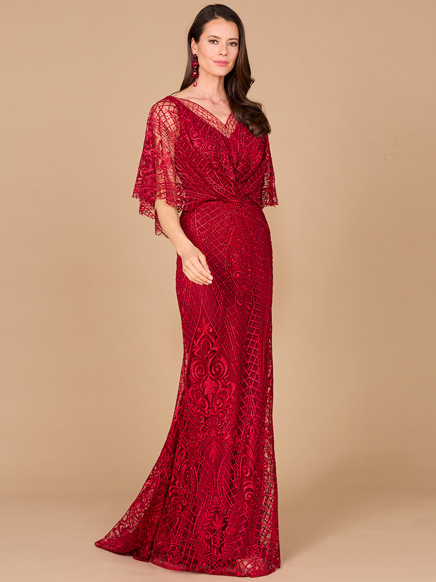 Lara Dresses 29673 Floral Pattern Long Mother of the Bride Lace Dress
