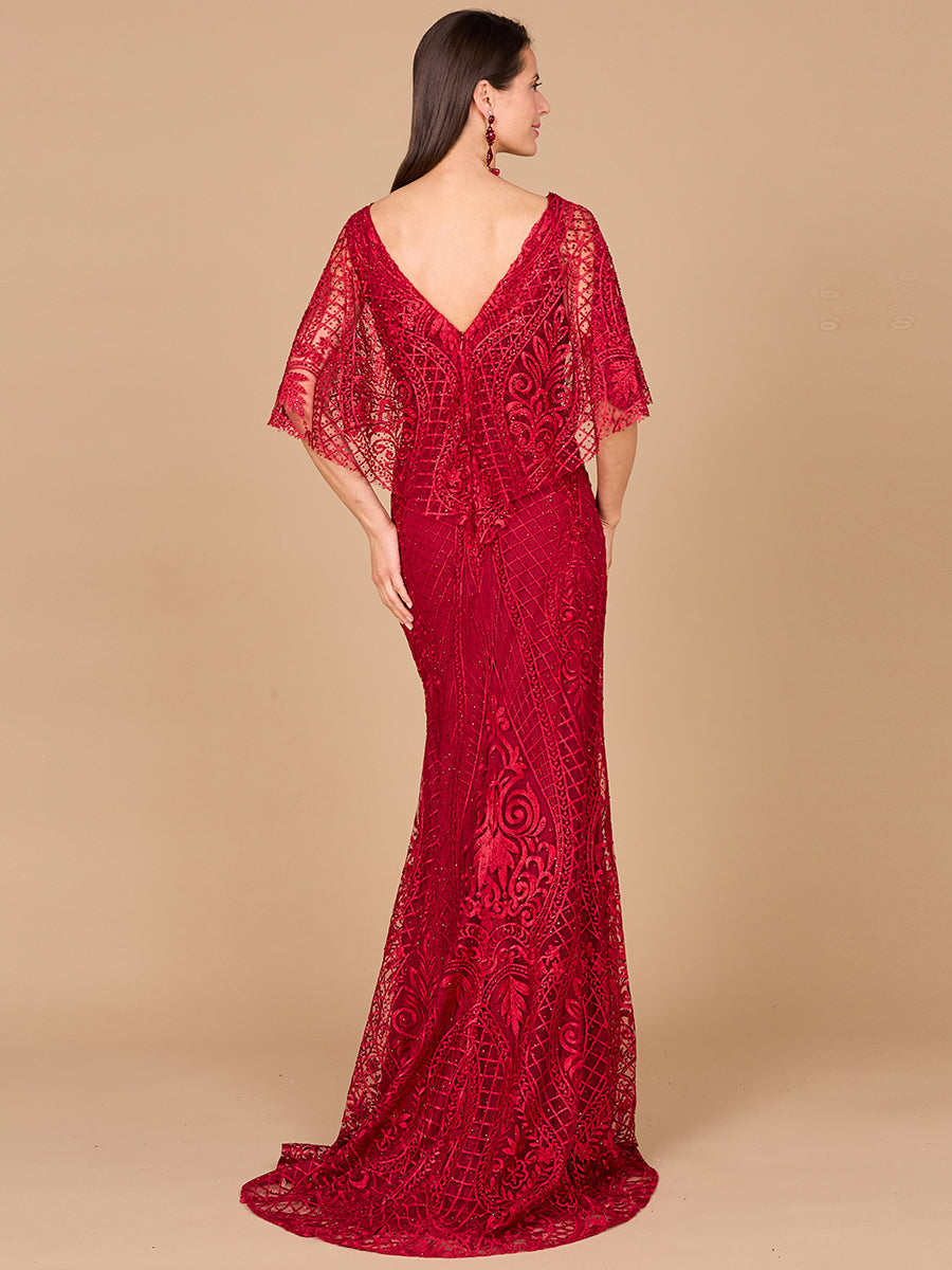 Lara Dresses 29673 Floral Pattern Long Mother of the Bride Lace Dress