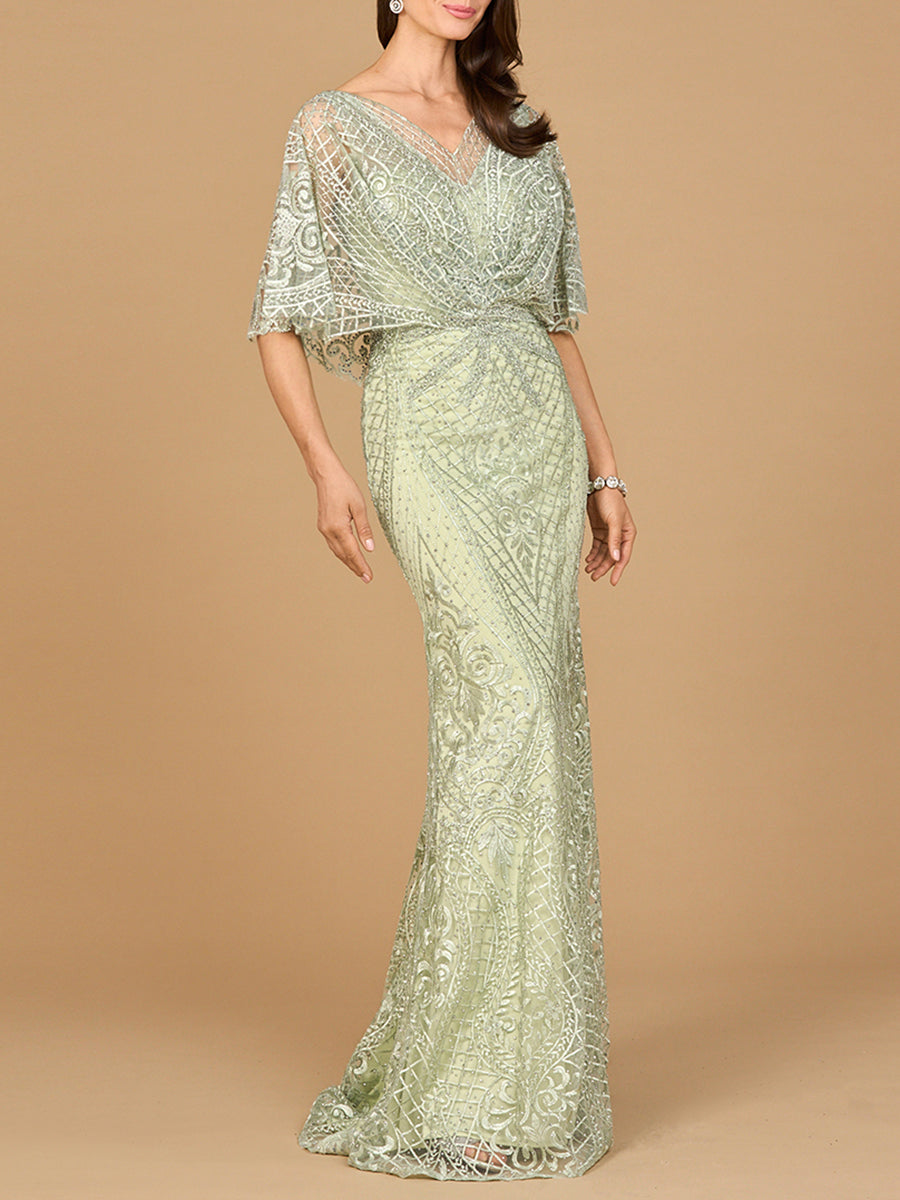 Lara Dresses 29673 Floral Pattern Long Mother of the Bride Lace Dress