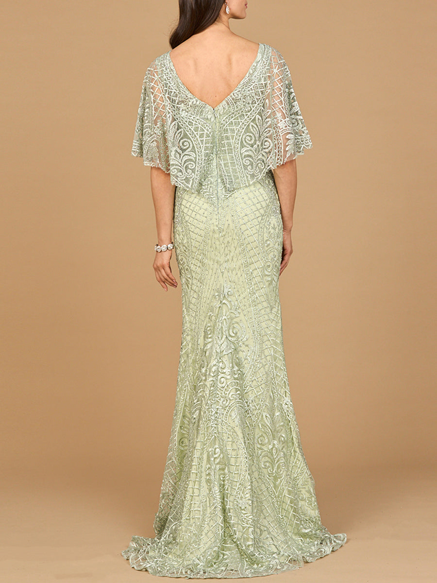 Lara Dresses 29673 Floral Pattern Long Mother of the Bride Lace Dress