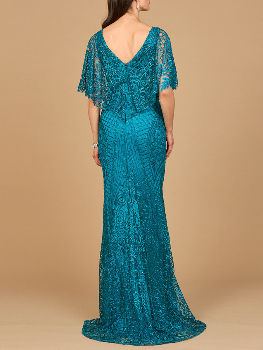 Lara Dresses 29673 Floral Pattern Long Mother of the Bride Lace Dress