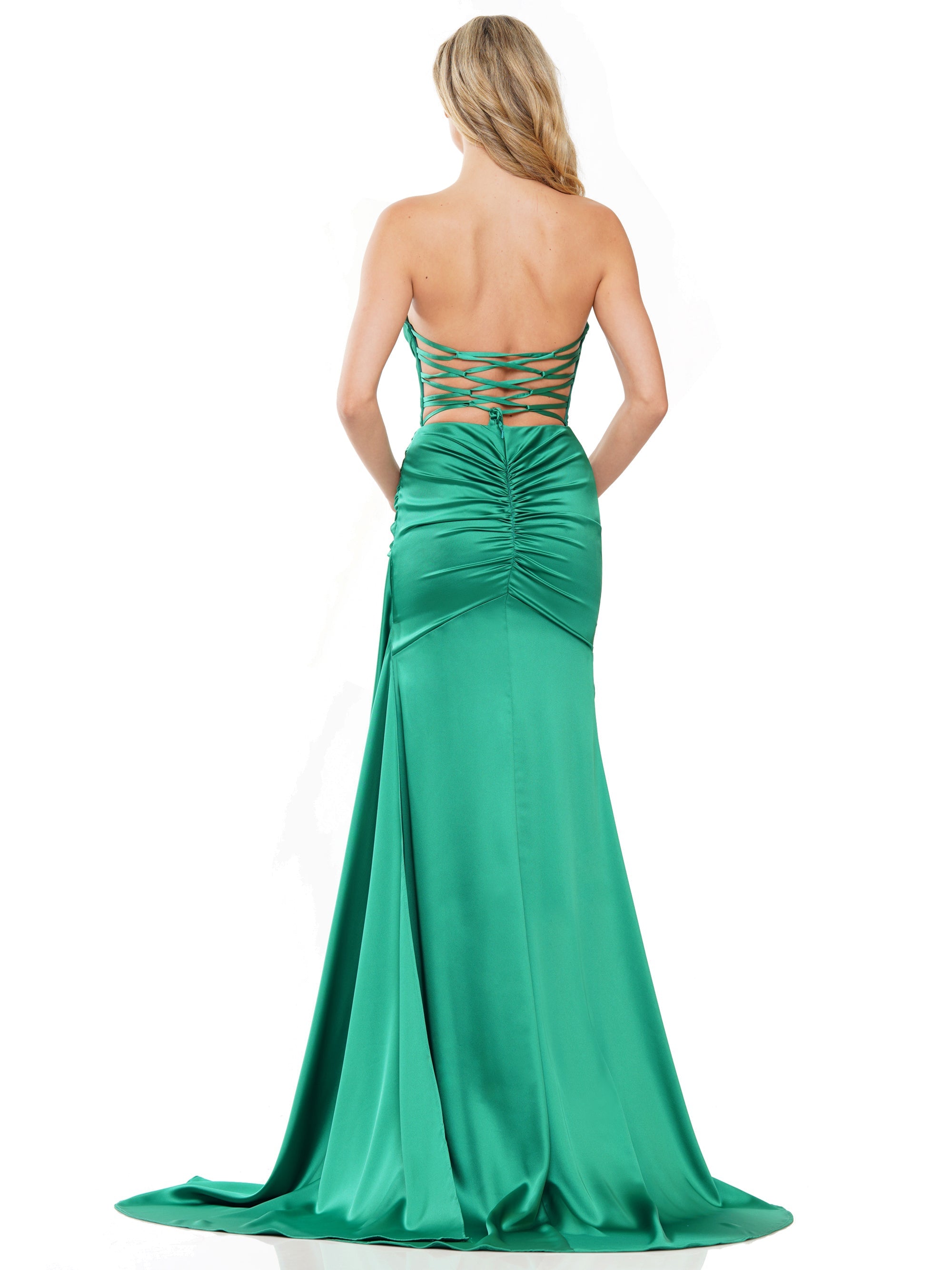 Colors 2968 Formal Strapless Long Prom Dress in Emerald