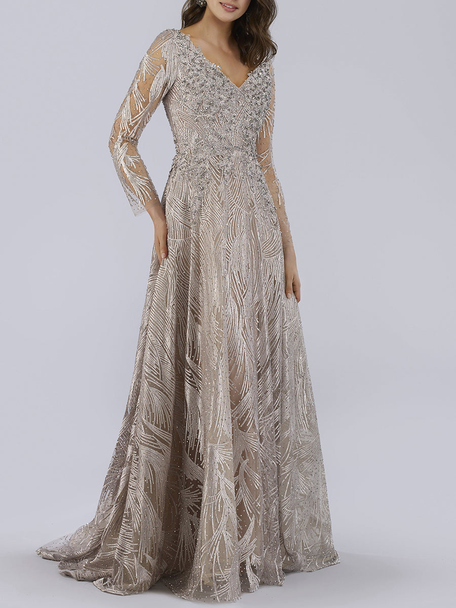 Lara Dresses 29753 Long A Line Beaded Formal Evening Dress