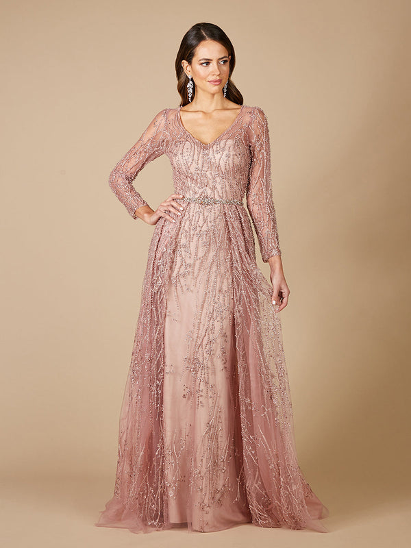 Lara Dresses 29782 Long Lace Ball Gown Mother of the Bride Overskirt Dress