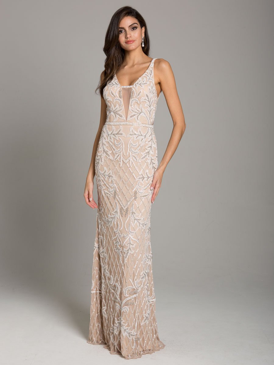 Gloria beaded Ivory/nude wedding gown