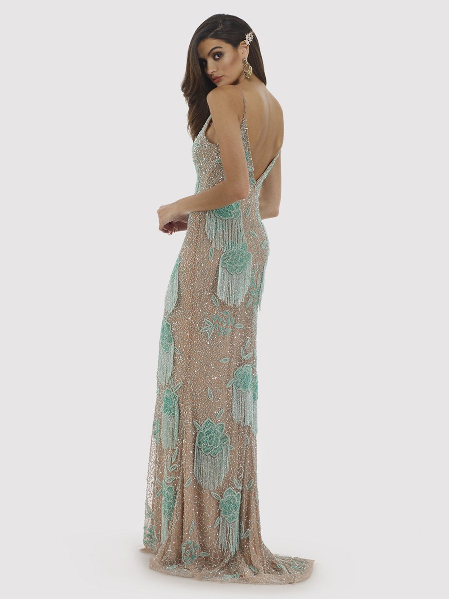 Lara Dresses 29892 Long Formal Beaded Fringe Prom Dress