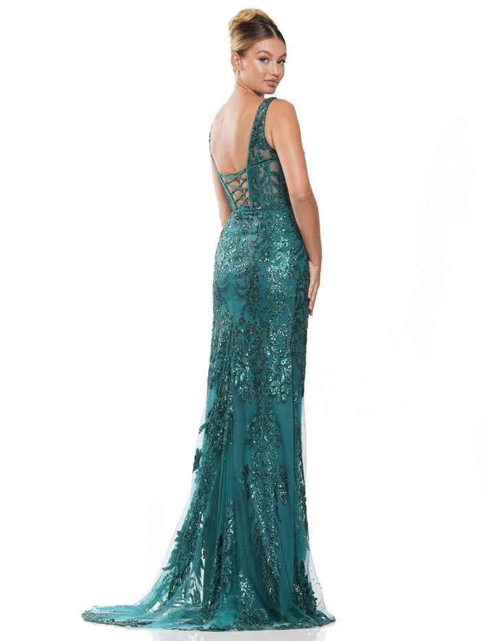 Prom Dresses Long Sleeveless Glitter Prom Dress Deep Green