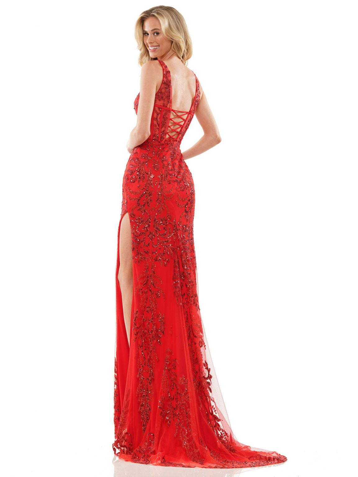Prom Dresses Long Sleeveless Glitter Prom Dress Red