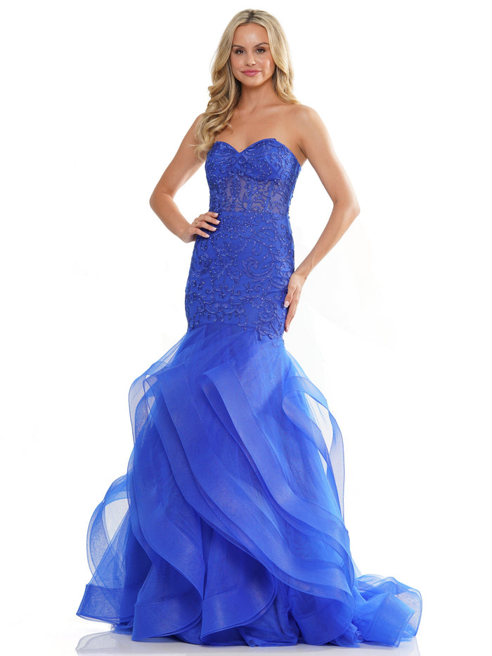 Prom Dresses Prom Long Strapless Mermaid Dress Royal