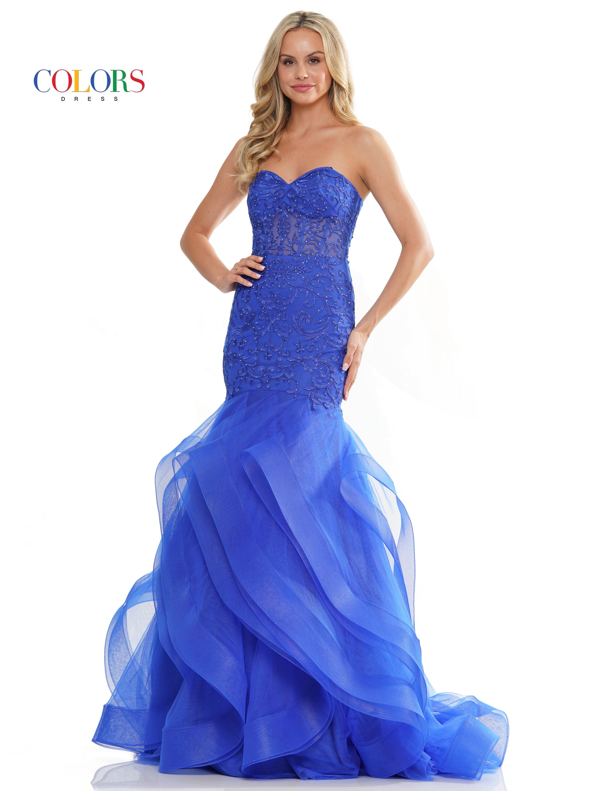 Colors 2998 Prom Long Strapless Mermaid Dress