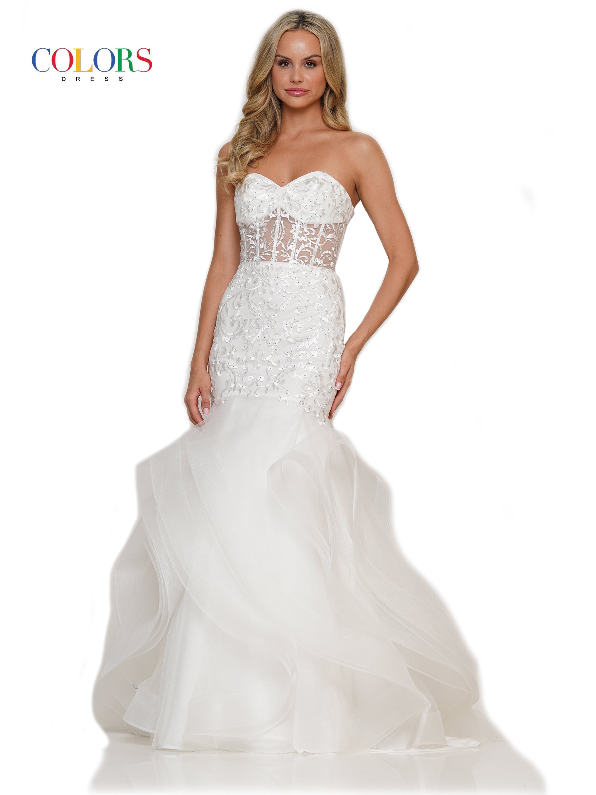 Colors 2998 Prom Long Strapless Mermaid Dress