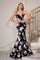 Prom Dresses Long Mermaid Formal Floral Print Prom Dress Black