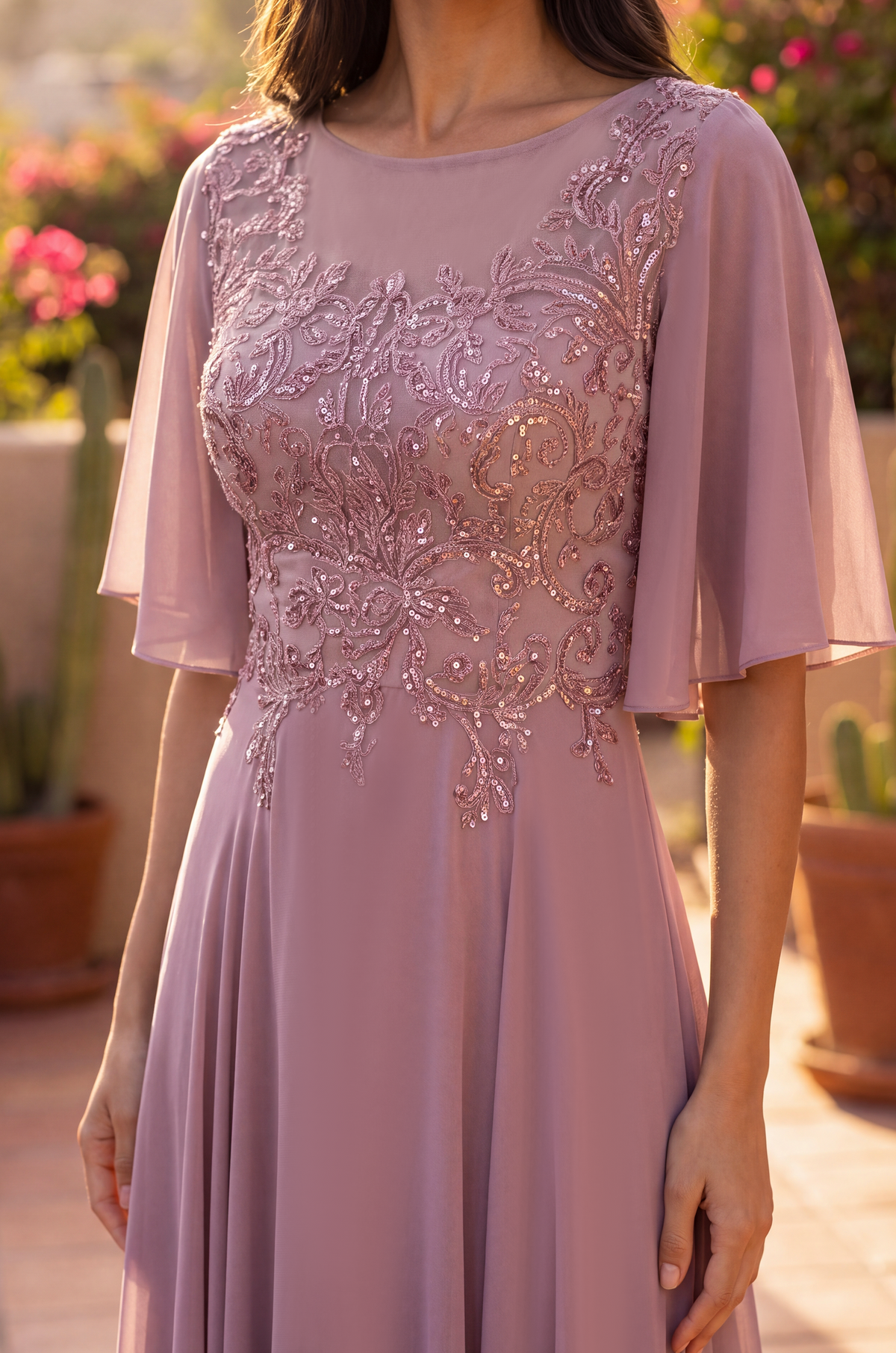 Short Sleeve Mother of the Bride Dress
