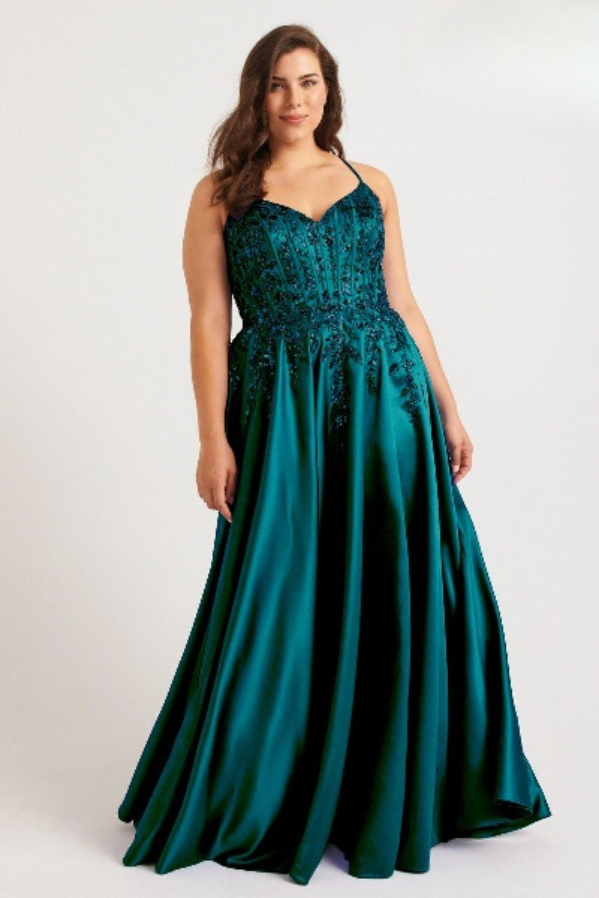 Plus Size Dresses Plus Size Corset Long Formal A Line Prom Dress Dark Teal