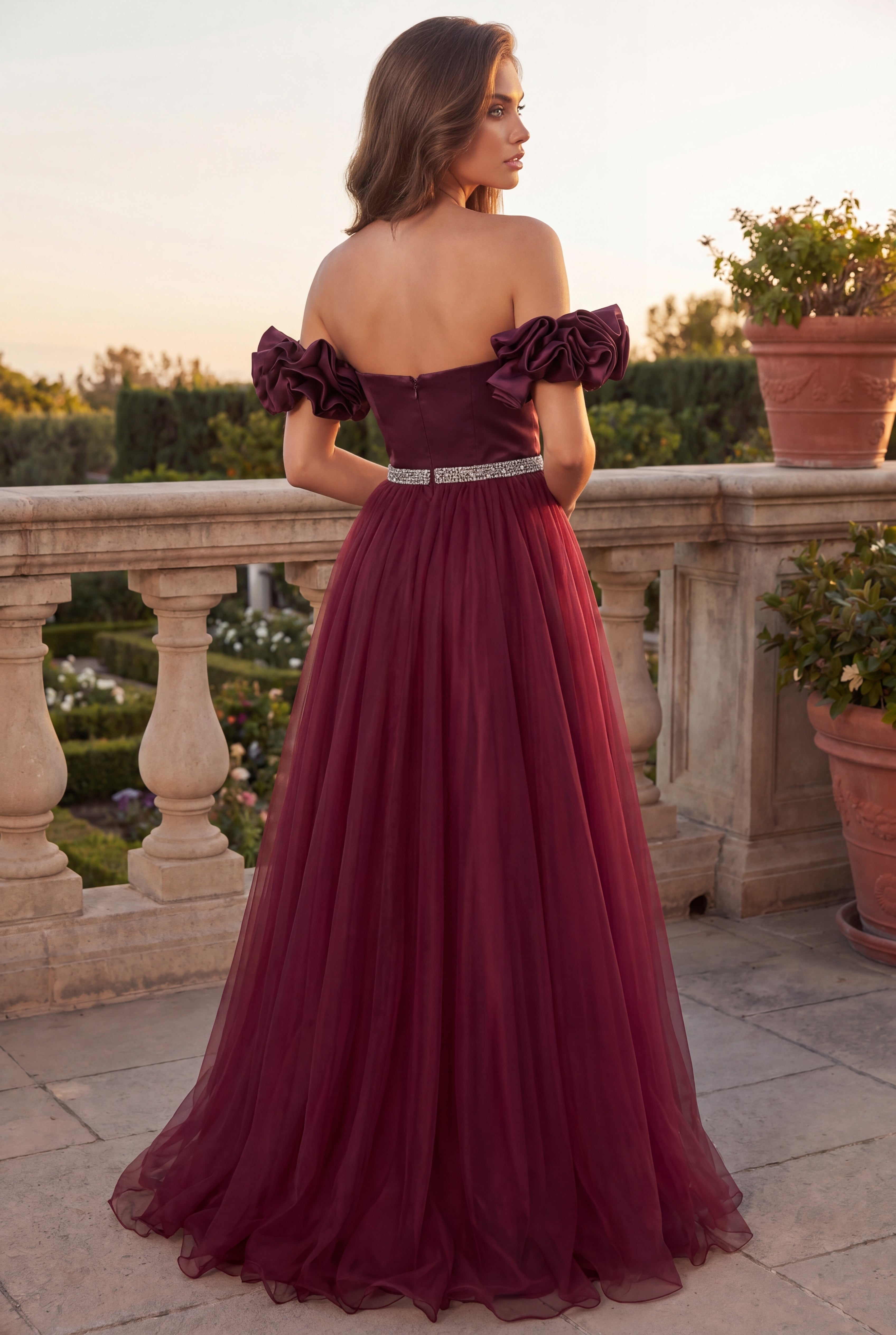 Long Off Shoulder Ball Gown Prom Dress