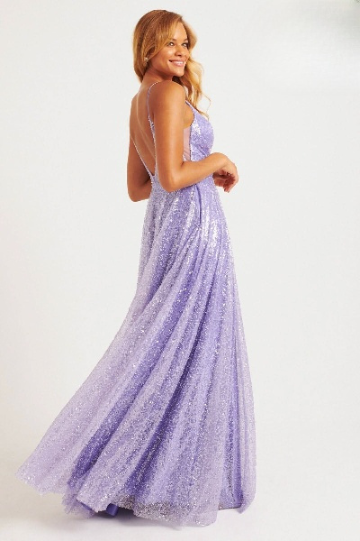 Prom Dresses Prom A Line Long Formal Sequin Pocket Dress Lilac