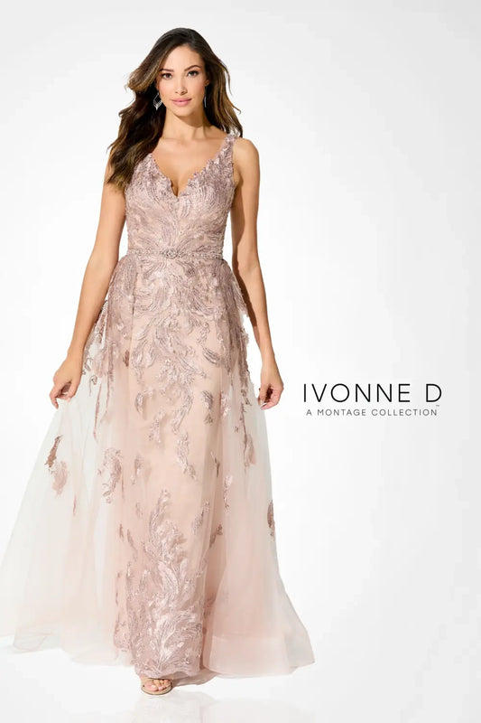 Formal Dresses Long A Line Formal Beaded Applique Overskirt Dress Pink Topaz