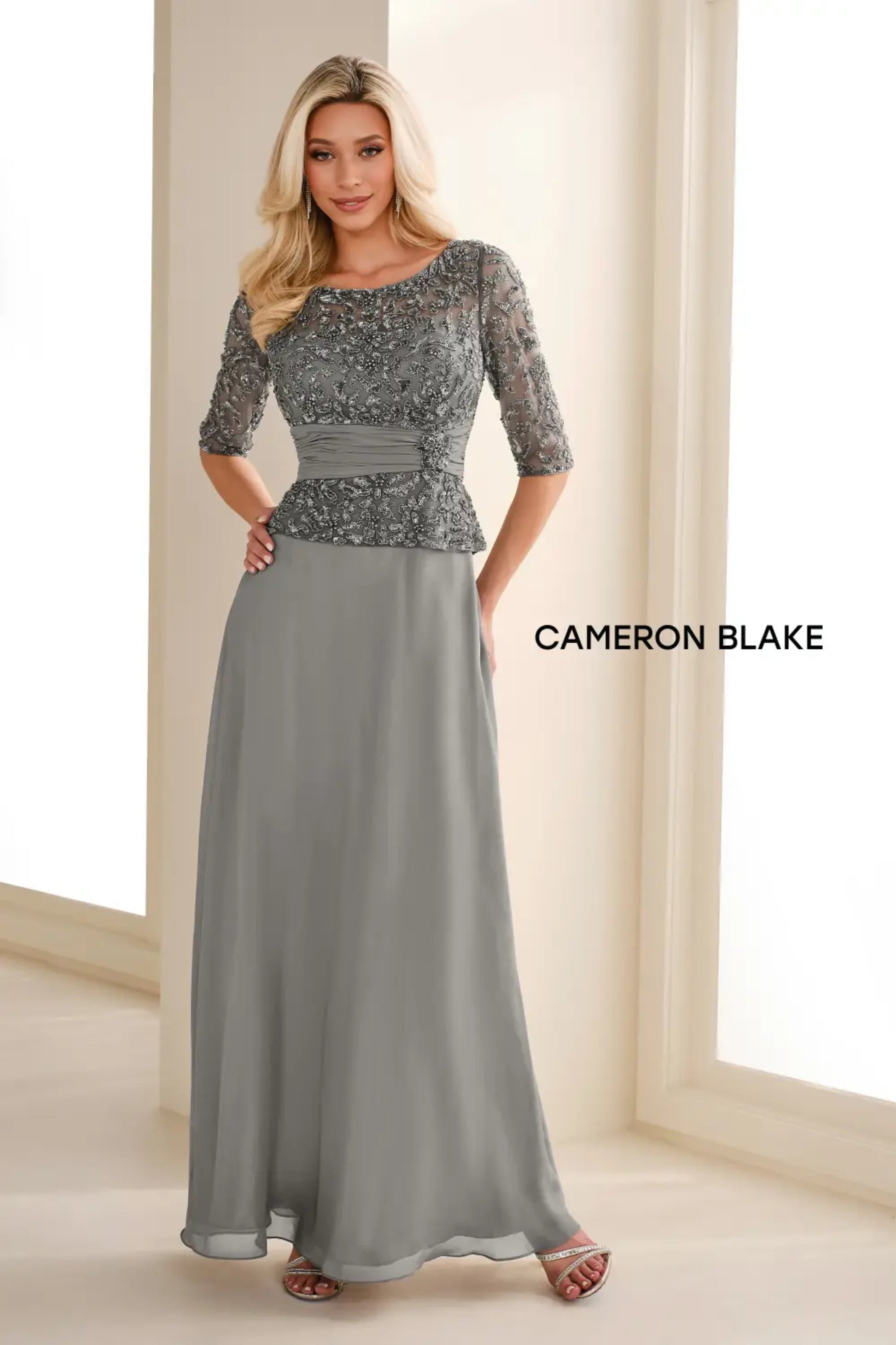 Cameron Blake 114657SL Mother of the Bride Long Formal A Line Dress