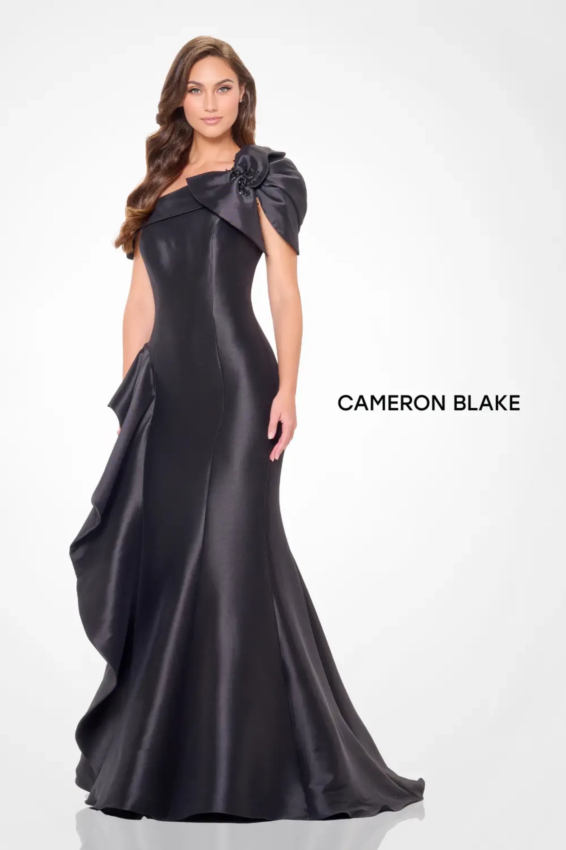 Cameron Blake CB3243 Formal Long Beaded Ruffle Evening Dress