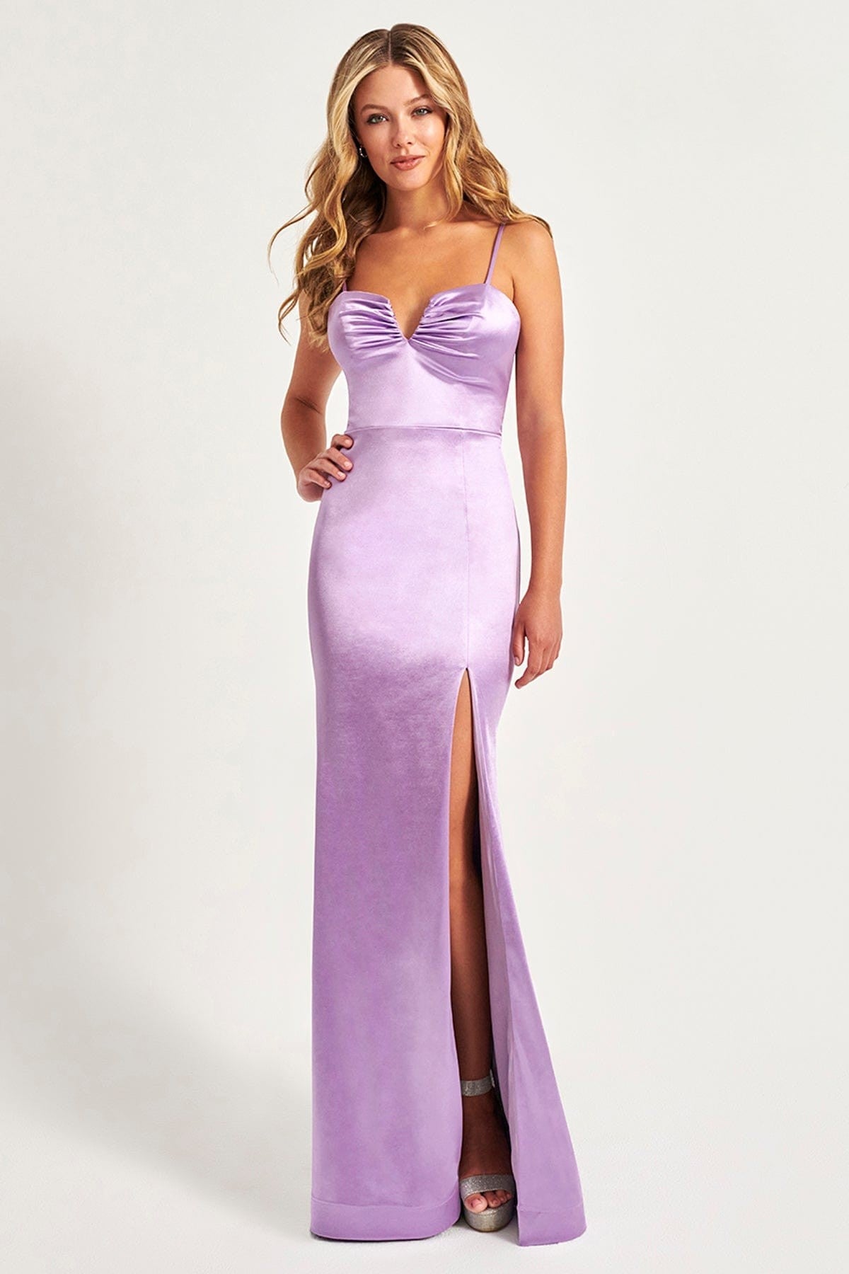 Prom Dresses Long Prom Ruched Slit Formal Evening Dress Lilac