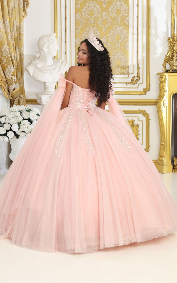 Off-the-Shoulder Floor-Length Tulle Quinceañera Ball Gown May Queen LK238