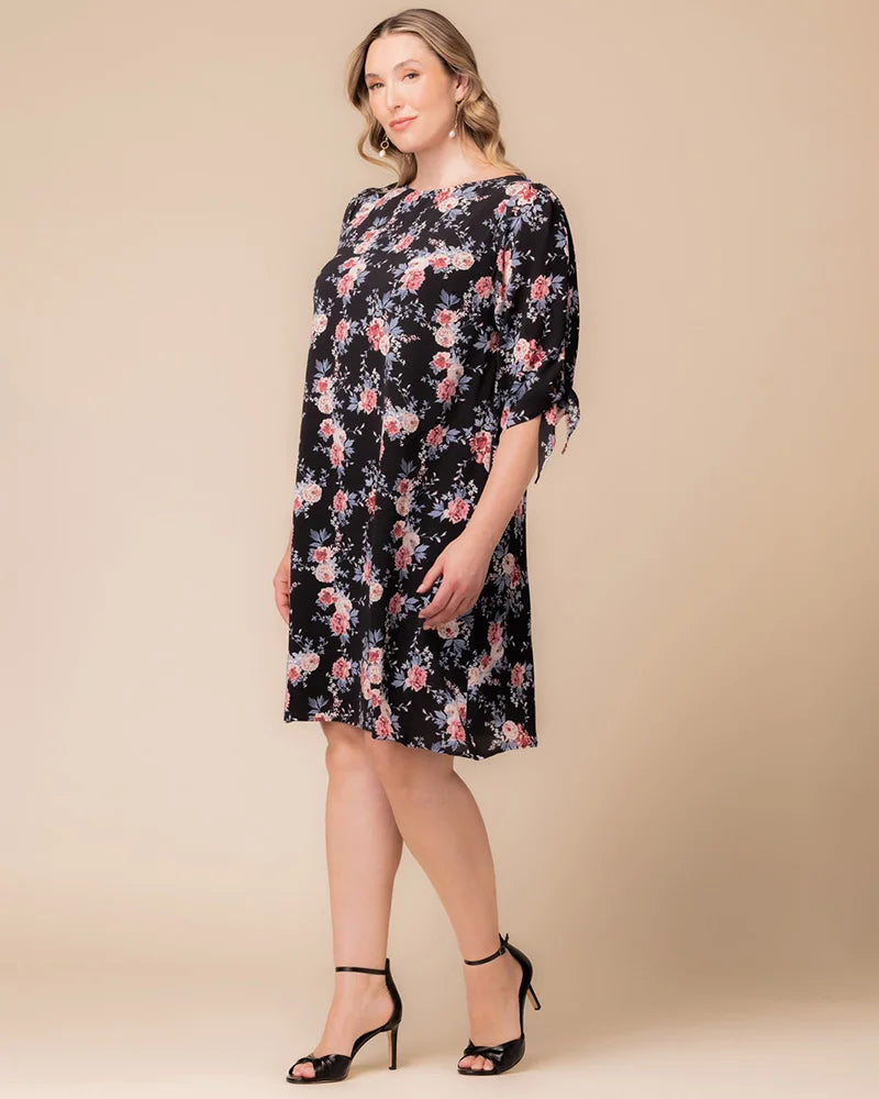 Plus Size Dresses Short A Line Cocktail Plus Size Dress Black Floral Print