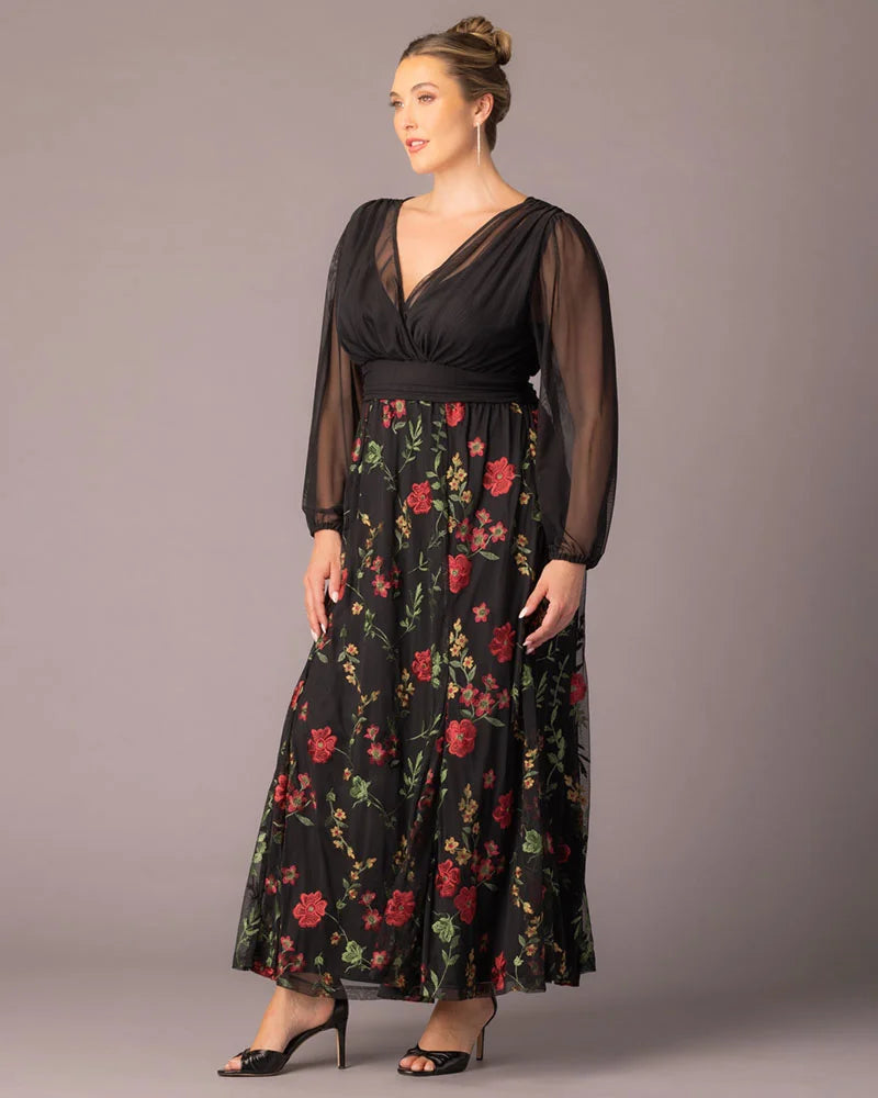Plus Size Dresses Long Sleeves Floral Long Formal Plus Size Dress  Briar Rose