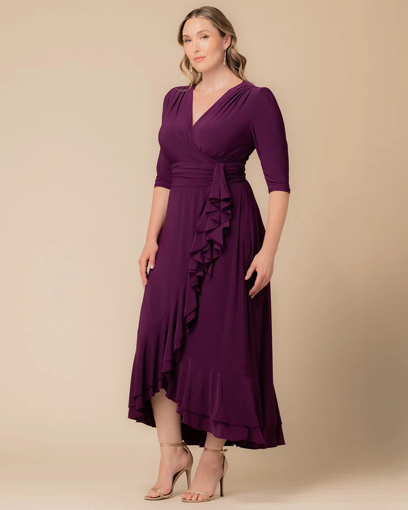 Plus Size Dresses Short Ruffle Cocktail Evening Plus Size Dress Plum Passion