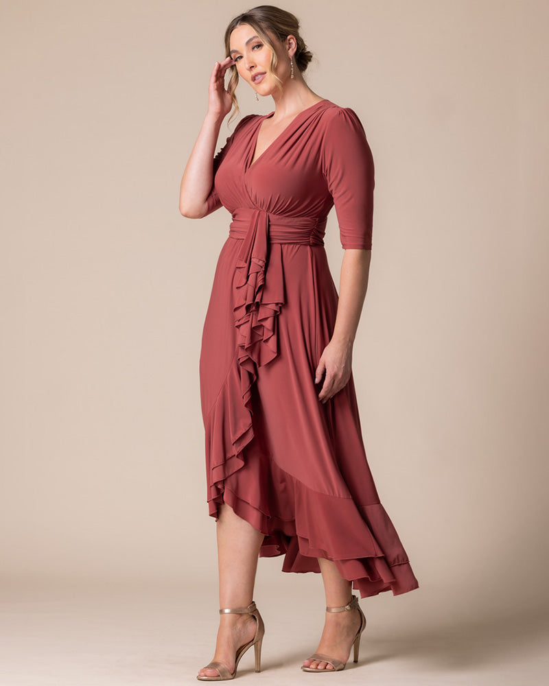 Plus Size Dresses Cocktail Ruffle High Low Plus Size Dress Kiyonna 11242213 Rosy Sunset