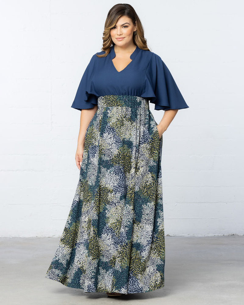 V-Neck Floor-Length Jersey Evening A-Line Kiyonna 11242607