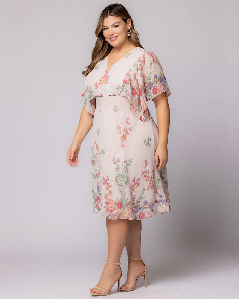 Plus Size Dresses Print Short A Line Cocktail Floral Plus Size Dress Kiyonna 11242802 Cottage Garden Border