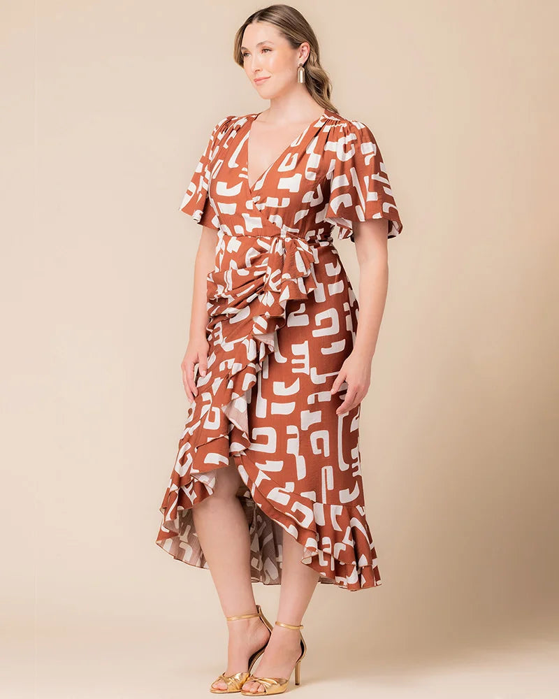 Plus Size Dresses Ruffle High Low Cocktail Plus Size Dress Kiyonna 11242904 Chocolate Abstraction