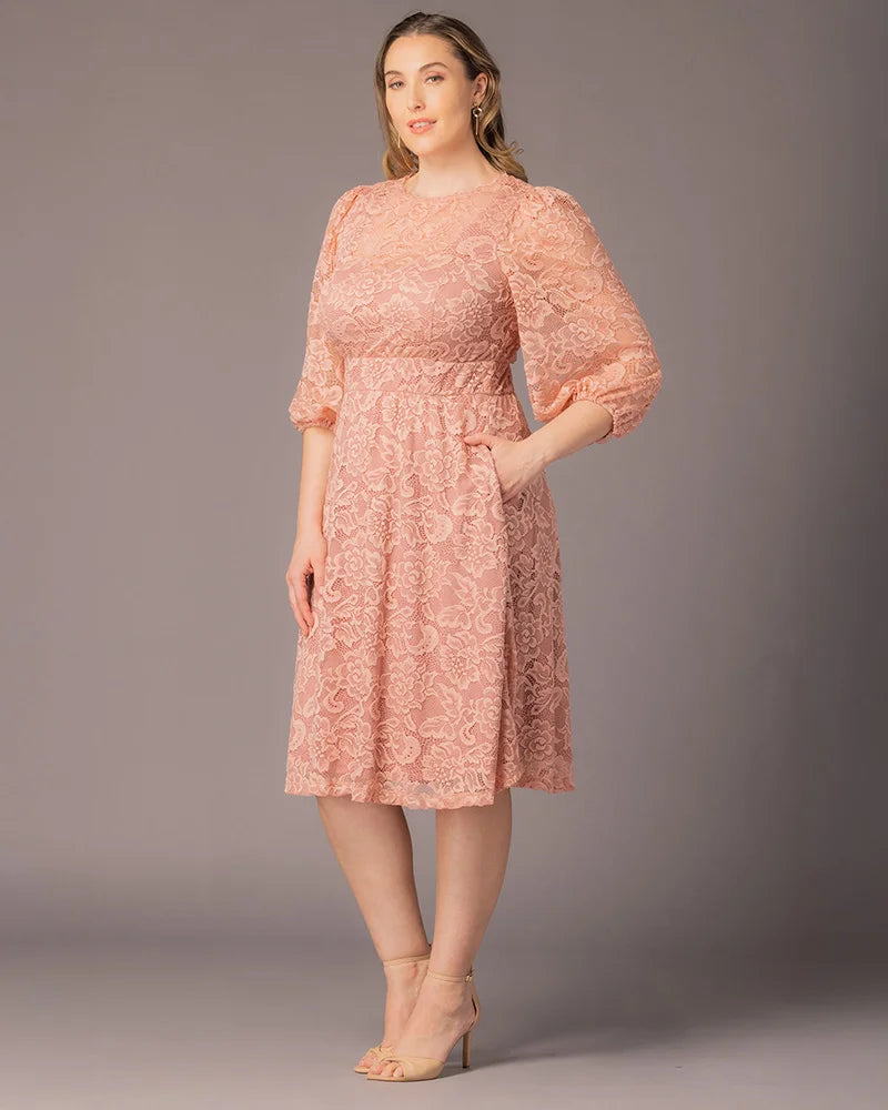 Illusion Knee-Length Lace Evening A-Line Kiyonna 11260901