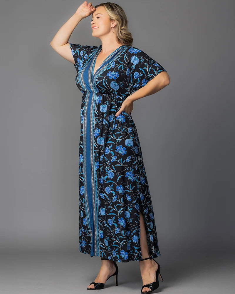 V-Neck Floor-Length Jersey Evening A-Line Kiyonna 11262505
