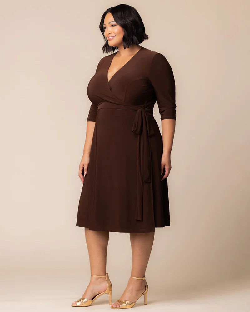 Plus Size Dresses Short Tea Length Cocktail Plus Size Dress Kiyona 12131806 Chocolate