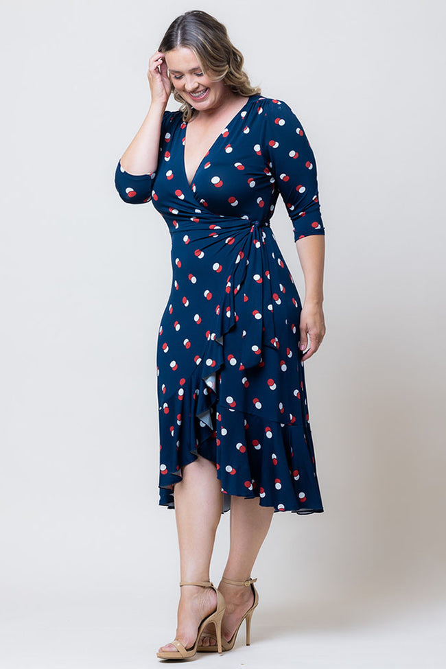 Plus Size Dresses Plus Size Print Short Cocktail Dress Navy Dot Duo
