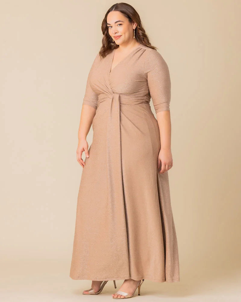 Plus Size Dresses Long Formal Plus Size Glitter Evening Mother of the Bride Dress Kiyona 12182203 Champagne