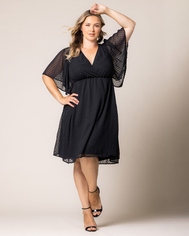 Onyx V-Neck Knee-Length Chiffon Casual Floral Wrap Plus Size Dress Kiyonna 12191302