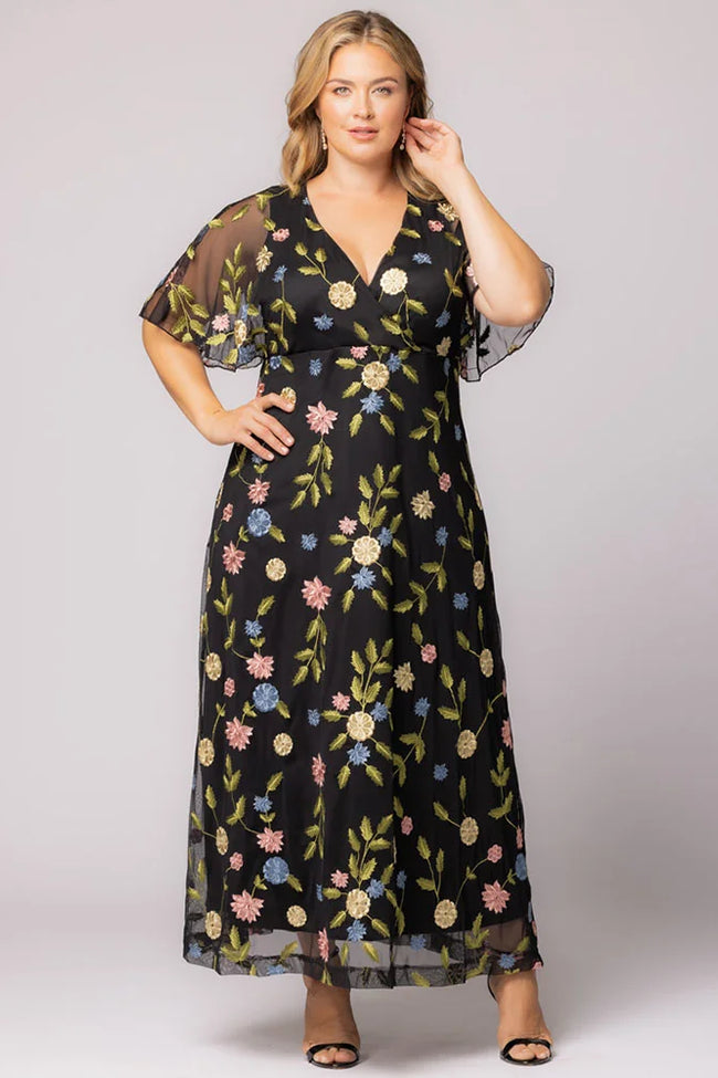 Kiyonna 12192101 Long Formal Printed Plus Size Dress