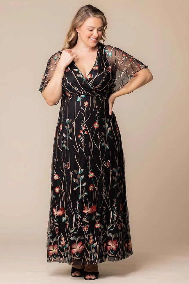 Plus Size Dresses Mother of the Bride Floral Print Plus Size Dress Onyx Meadow Print