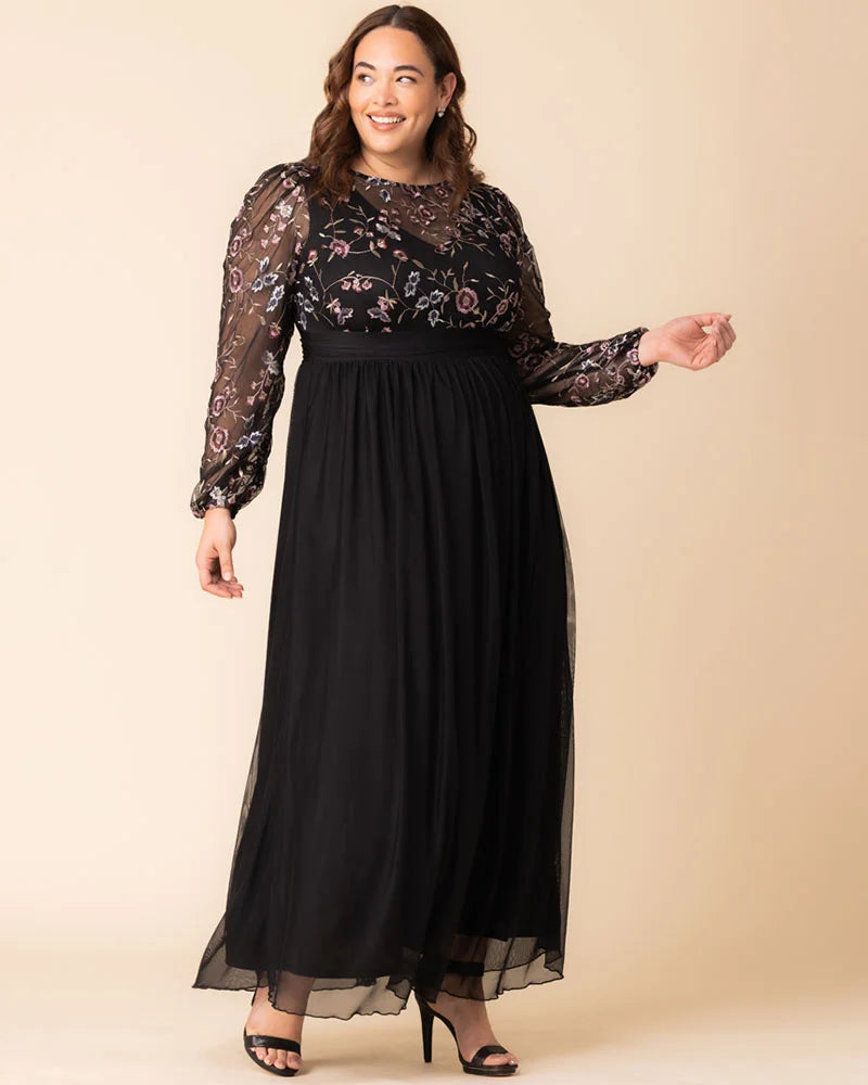 Plus Size Dresses Long Formal Floral Mother of the Bride Plus Size Dress Floral Flare