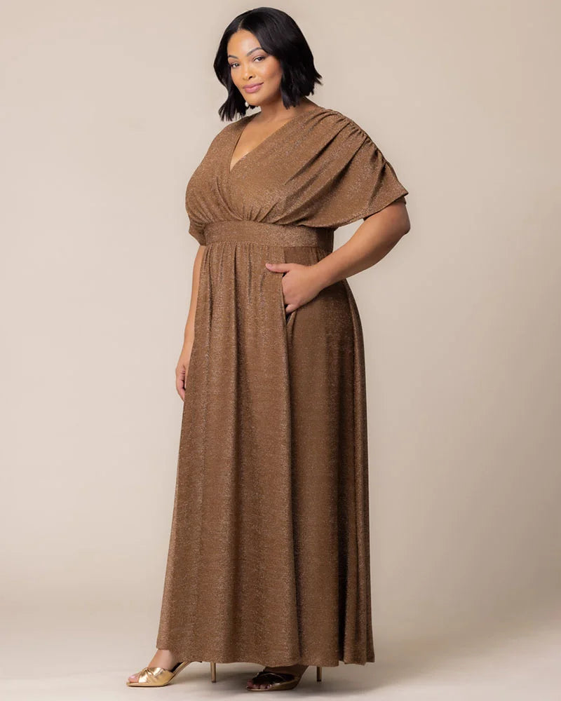 Plus Size Dresses Long Formal A Line Mother of the Bride Dress Kiyonna 12252204 Mocha Sparkle