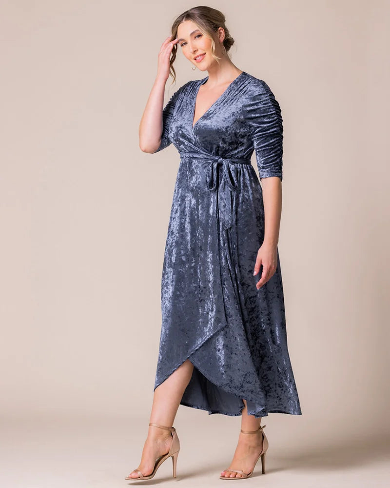 Plus Size Dresses High Low Velvet Cocktail Plus Size Dress Kiyonna 13183012 Deep Frost