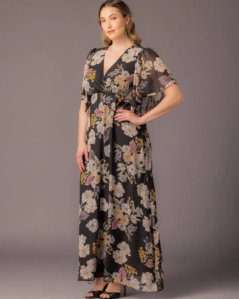 Plus Size Dresses Long Formal Mother of the Bride Plus Size Dress Kiyonna 13212904 Midnight Peony Print
