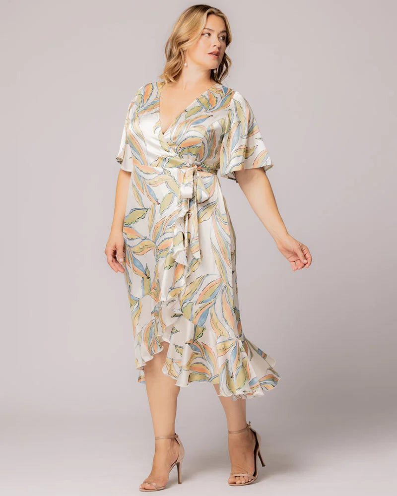 Plus Size Dresses Ruffle Formal Cocktail Prom Plus Size Midi Dress Kiyonna 13222905 Artful Leaves