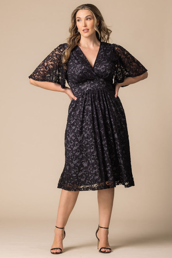 Kiyonna 13230905 A Line Plus Size Lace Short Cocktail Dress – The
