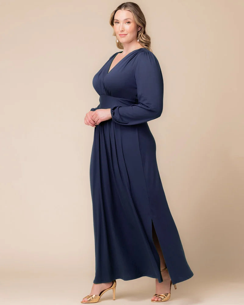 Plus Size Dresses Long Sleeve Tea Length Short Cocktail Dress Nouveau Navy