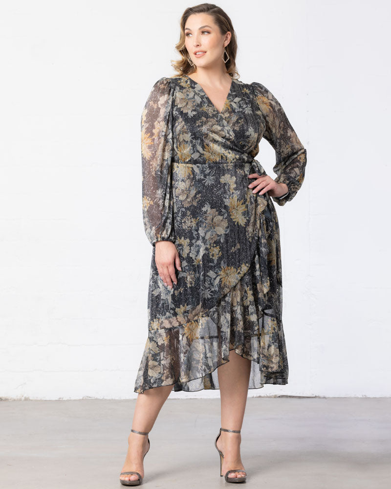 Plus Size Dresses Metallic Short High Low Glitter Plus Size Cocktail Dress Kiyonna 13232811 Gilded Florals
