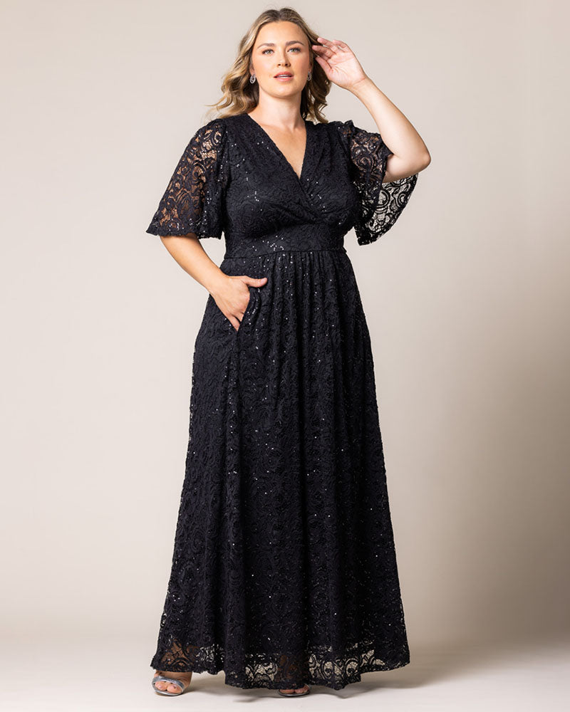 Plus Size Dresses Sequin Lace Long Formal Plus Size Dress Kiyona 13242507 Onyx