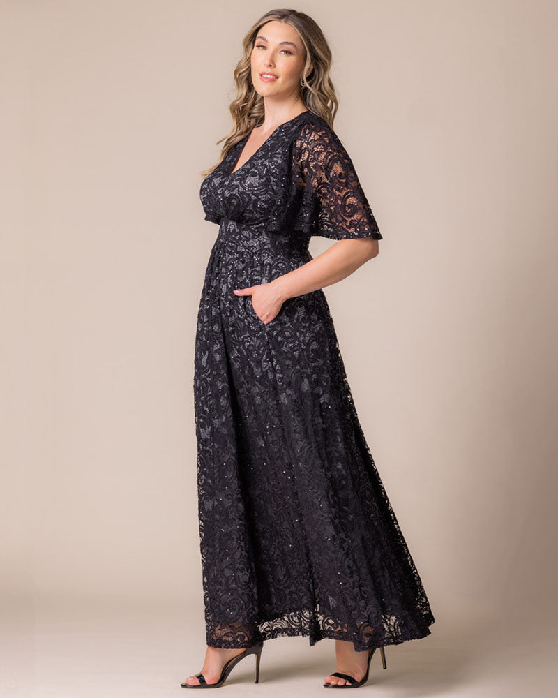 Plus Size Dresses Sequin Lace Long Formal Plus Size Dress Kiyona 13242507 Storm Grey